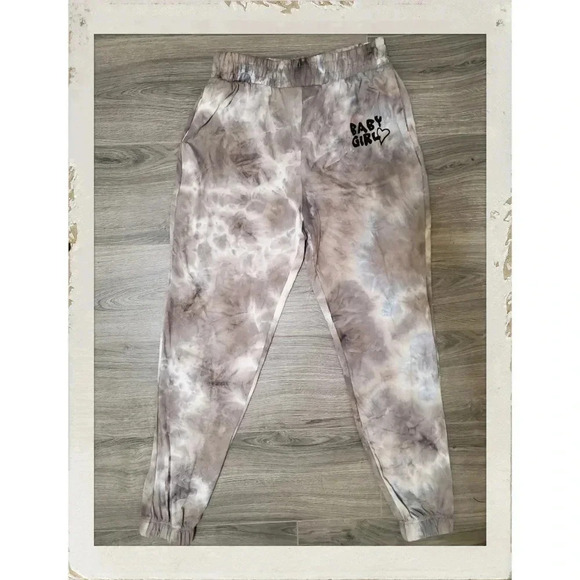 ✨BOGO FREE✨ Pastel Tie Dye Grey Festival Yoga Leggings Jogger Cropped Pants - Picture 1 of 1